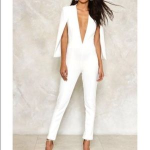 Nasty Gal White Cape It Together Jumpsuit